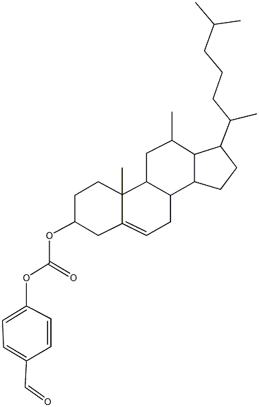 17-(1,5-dimethylhexyl)-10,12-dimethyl-2,3,4,7,8,9,10,11,12,13,14,15,16,17-tetradecahydro-1H-cyclopenta[a]phenanthren-3-yl 4-formylphenyl carbonate 化学構造式