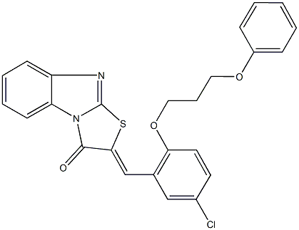 2-[5-chloro-2-(3-phenoxypropoxy)benzylidene][1,3]thiazolo[3,2-a]benzimidazol-3(2H)-one,,结构式