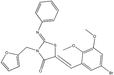 5-(5-bromo-2,3-dimethoxybenzylidene)-3-(2-furylmethyl)-2-(phenylimino)-1,3-thiazolidin-4-one Structure