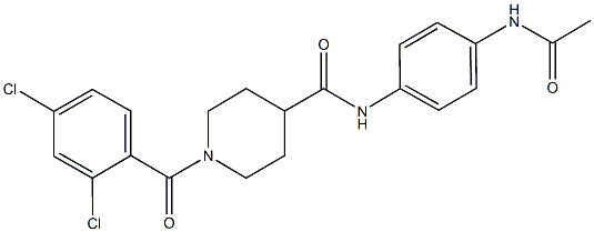 N-[4-(acetylamino)phenyl]-1-(2,4-dichlorobenzoyl)-4-piperidinecarboxamide 化学構造式