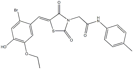 2-[5-(2-bromo-5-ethoxy-4-hydroxybenzylidene)-2,4-dioxo-1,3-thiazolidin-3-yl]-N-(4-methylphenyl)acetamide Structure