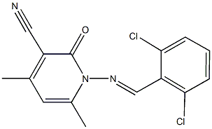 1-[(2,6-dichlorobenzylidene)amino]-4,6-dimethyl-2-oxo-1,2-dihydropyridine-3-carbonitrile,,结构式