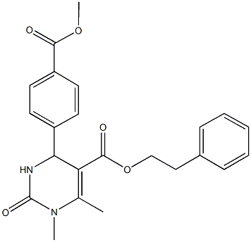 2-phenylethyl 4-[4-(methoxycarbonyl)phenyl]-1,6-dimethyl-2-oxo-1,2,3,4-tetrahydro-5-pyrimidinecarboxylate,,结构式