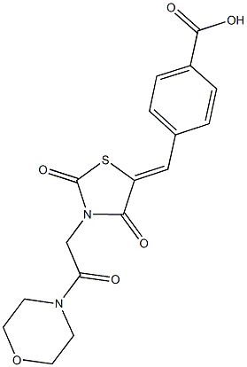 4-({3-[2-(4-morpholinyl)-2-oxoethyl]-2,4-dioxo-1,3-thiazolidin-5-ylidene}methyl)benzoic acid 结构式