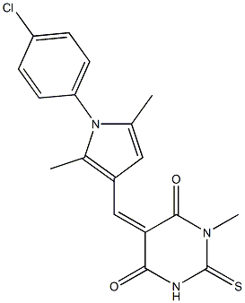 5-{[1-(4-chlorophenyl)-2,5-dimethyl-1H-pyrrol-3-yl]methylene}-1-methyl-2-thioxodihydro-4,6(1H,5H)-pyrimidinedione 化学構造式