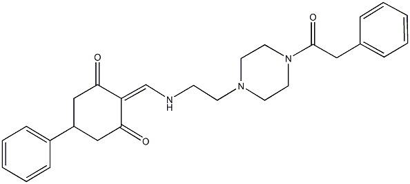 5-phenyl-2-[({2-[4-(phenylacetyl)-1-piperazinyl]ethyl}amino)methylene]-1,3-cyclohexanedione Structure