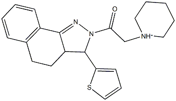 1-{2-oxo-2-[3-(2-thienyl)-3,3a,4,5-tetrahydro-2H-benzo[g]indazol-2-yl]ethyl}piperidinium 结构式