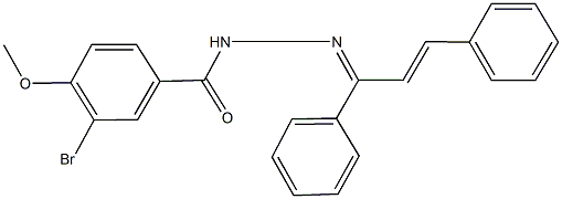 3-bromo-N'-(1,3-diphenylprop-2-enylidene)-4-methoxybenzohydrazide 化学構造式