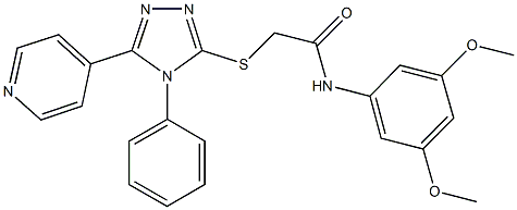 N-(3,5-dimethoxyphenyl)-2-{[4-phenyl-5-(4-pyridinyl)-4H-1,2,4-triazol-3-yl]sulfanyl}acetamide,,结构式