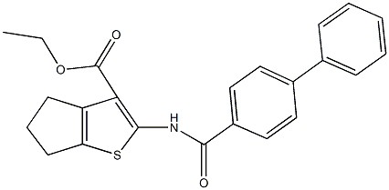 ethyl 2-[([1,1'-biphenyl]-4-ylcarbonyl)amino]-5,6-dihydro-4H-cyclopenta[b]thiophene-3-carboxylate Structure