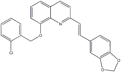 2-[2-(1,3-benzodioxol-5-yl)vinyl]-8-quinolinyl 2-chlorobenzyl ether Structure