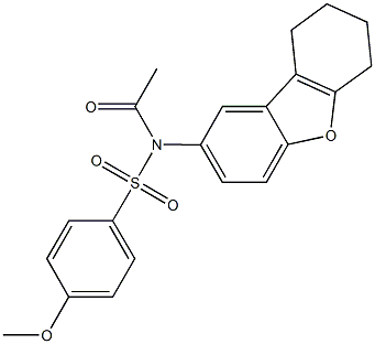 N-acetyl-4-methoxy-N-(6,7,8,9-tetrahydrodibenzo[b,d]furan-2-yl)benzenesulfonamide 结构式