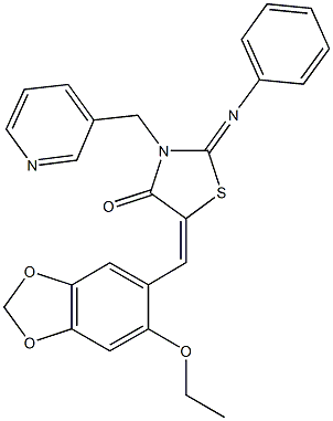  5-[(6-ethoxy-1,3-benzodioxol-5-yl)methylene]-2-(phenylimino)-3-(3-pyridinylmethyl)-1,3-thiazolidin-4-one