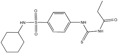 N-cyclohexyl-4-{[(propionylamino)carbothioyl]amino}benzenesulfonamide 结构式