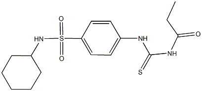 N-cyclohexyl-4-{[(propionylamino)carbothioyl]amino}benzenesulfonamide,,结构式