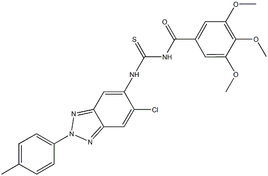 N-[6-chloro-2-(4-methylphenyl)-2H-1,2,3-benzotriazol-5-yl]-N'-(3,4,5-trimethoxybenzoyl)thiourea Structure