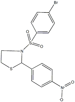 3-[(4-bromophenyl)sulfonyl]-2-{4-nitrophenyl}-1,3-thiazolidine Struktur