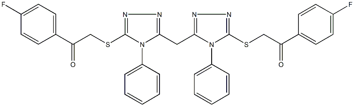 1-(4-fluorophenyl)-2-({5-[(5-{[2-(4-fluorophenyl)-2-oxoethyl]sulfanyl}-4-phenyl-4H-1,2,4-triazol-3-yl)methyl]-4-phenyl-4H-1,2,4-triazol-3-yl}sulfanyl)ethanone 化学構造式