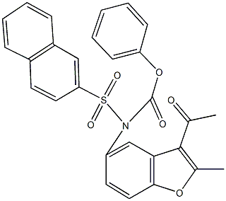 phenyl 3-acetyl-2-methyl-1-benzofuran-5-yl(2-naphthylsulfonyl)carbamate,,结构式