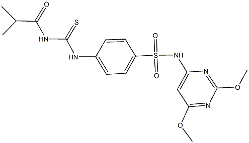 N-(2,6-dimethoxy-4-pyrimidinyl)-4-{[(isobutyrylamino)carbothioyl]amino}benzenesulfonamide 化学構造式