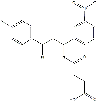 4-[5-{3-nitrophenyl}-3-(4-methylphenyl)-4,5-dihydro-1H-pyrazol-1-yl]-4-oxobutanoic acid Structure
