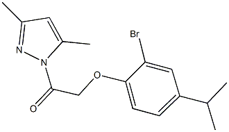 2-bromo-4-isopropylphenyl 2-(3,5-dimethyl-1H-pyrazol-1-yl)-2-oxoethyl ether 结构式