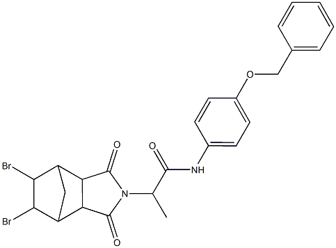 N-[4-(benzyloxy)phenyl]-2-(8,9-dibromo-3,5-dioxo-4-azatricyclo[5.2.1.0~2,6~]dec-4-yl)propanamide 化学構造式