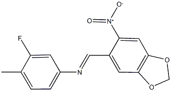 3-fluoro-4-methyl-N-[(6-nitro-1,3-benzodioxol-5-yl)methylene]aniline Struktur