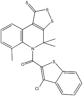 5-[(3-chloro-1-benzothien-2-yl)carbonyl]-4,4,6-trimethyl-4,5-dihydro-1H-[1,2]dithiolo[3,4-c]quinoline-1-thione,,结构式