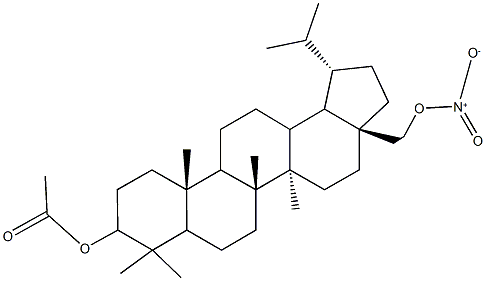 3a-(2-{nitrooxy}ethyl)-1-isopropyl-5a,5b,8,8,11a-pentamethylicosahydro-1H-cyclopenta[a]chrysen-9-yl acetate 结构式