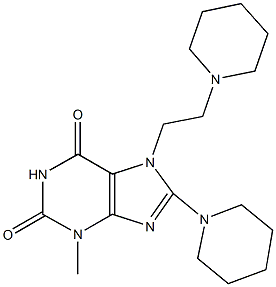 3-methyl-8-(1-piperidinyl)-7-[2-(1-piperidinyl)ethyl]-3,7-dihydro-1H-purine-2,6-dione Struktur
