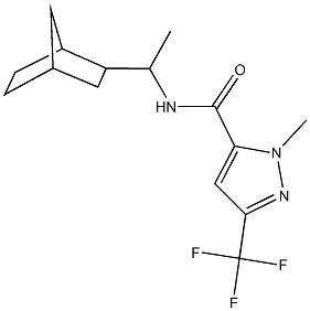 N-(1-bicyclo[2.2.1]hept-2-ylethyl)-1-methyl-3-(trifluoromethyl)-1H-pyrazole-5-carboxamide Struktur