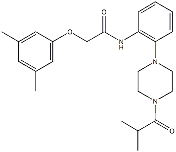 2-(3,5-dimethylphenoxy)-N-[2-(4-isobutyryl-1-piperazinyl)phenyl]acetamide 化学構造式