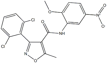 3-(2,6-dichlorophenyl)-N-{5-nitro-2-methoxyphenyl}-5-methylisoxazole-4-carboxamide 化学構造式