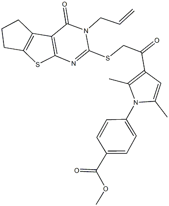 methyl 4-(3-{[(3-allyl-4-oxo-3,5,6,7-tetrahydro-4H-cyclopenta[4,5]thieno[2,3-d]pyrimidin-2-yl)sulfanyl]acetyl}-2,5-dimethyl-1H-pyrrol-1-yl)benzoate Structure