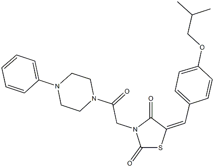 5-(4-isobutoxybenzylidene)-3-[2-oxo-2-(4-phenylpiperazin-1-yl)ethyl]-1,3-thiazolidine-2,4-dione,,结构式