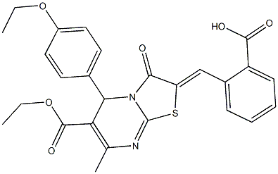 2-[(6-(ethoxycarbonyl)-5-(4-ethoxyphenyl)-7-methyl-3-oxo-5H-[1,3]thiazolo[3,2-a]pyrimidin-2(3H)-ylidene)methyl]benzoic acid|