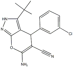 6-amino-3-tert-butyl-4-(3-chlorophenyl)-2,4-dihydropyrano[2,3-c]pyrazole-5-carbonitrile Structure
