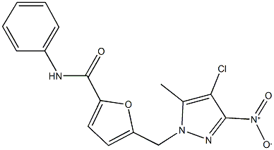 5-({4-chloro-3-nitro-5-methyl-1H-pyrazol-1-yl}methyl)-N-phenyl-2-furamide Struktur
