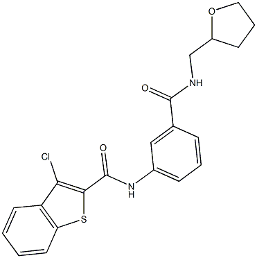 3-chloro-N-(3-{[(tetrahydro-2-furanylmethyl)amino]carbonyl}phenyl)-1-benzothiophene-2-carboxamide 化学構造式