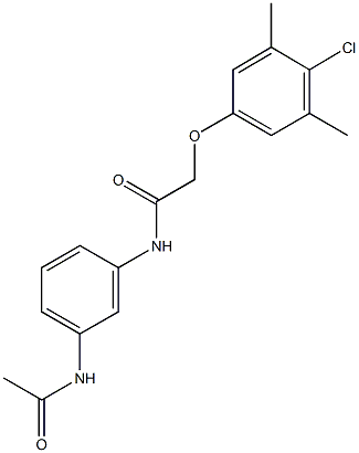 N-[3-(acetylamino)phenyl]-2-(4-chloro-3,5-dimethylphenoxy)acetamide Struktur