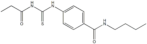 N-butyl-4-{[(propionylamino)carbothioyl]amino}benzamide 化学構造式