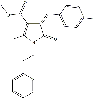 methyl 2-methyl-4-(4-methylbenzylidene)-5-oxo-1-(2-phenylethyl)-4,5-dihydro-1H-pyrrole-3-carboxylate Struktur