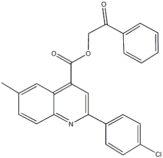 2-oxo-2-phenylethyl 2-(4-chlorophenyl)-6-methyl-4-quinolinecarboxylate Struktur