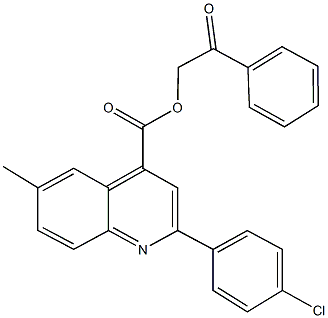 2-oxo-2-phenylethyl 2-(4-chlorophenyl)-6-methyl-4-quinolinecarboxylate Structure