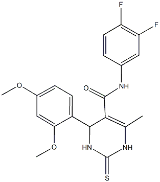 N-(3,4-difluorophenyl)-4-(2,4-dimethoxyphenyl)-6-methyl-2-thioxo-1,2,3,4-tetrahydro-5-pyrimidinecarboxamide Structure