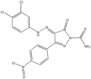4-[(3,4-dichlorophenyl)hydrazono]-3-{4-nitrophenyl}-5-oxo-4,5-dihydro-1H-pyrazole-1-carbothioamide Struktur