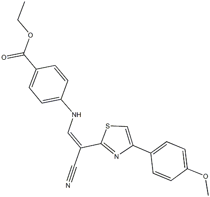 ethyl 4-({2-cyano-2-[4-(4-methoxyphenyl)-1,3-thiazol-2-yl]vinyl}amino)benzoate 化学構造式