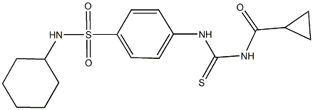 N-cyclohexyl-4-({[(cyclopropylcarbonyl)amino]carbothioyl}amino)benzenesulfonamide,,结构式