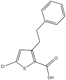 5-chloro-3-(2-phenylethyl)-2-thiophenecarboxylic acid,,结构式